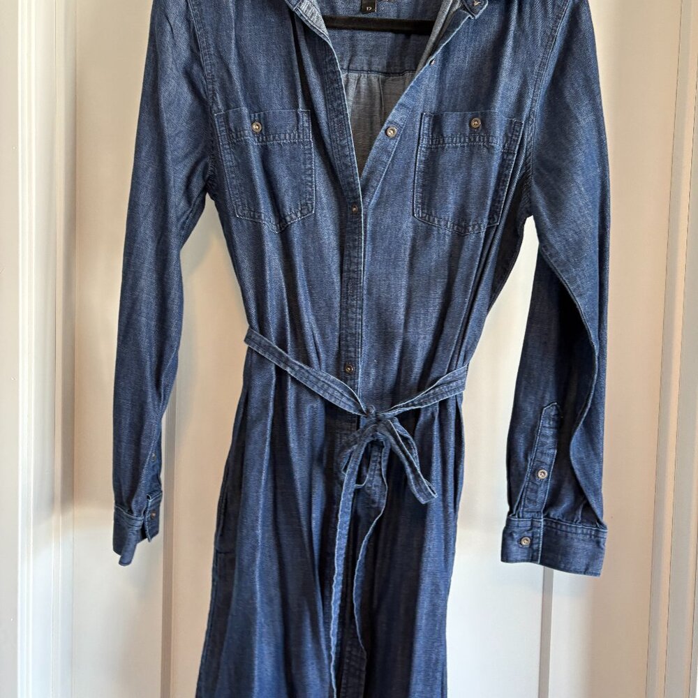 Banana Republic Dark Denim Tie Waist Dress